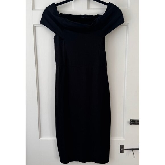 Zara Off The Shoulder Black Midi Dress Size - Picture 2 of 3